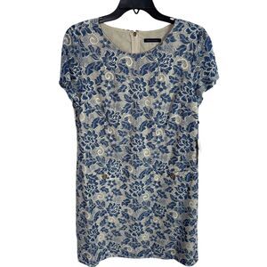 Tommy Hilfiger Womens Dress Size 12 Blue Floral Print Short Sleeves Lined NEW